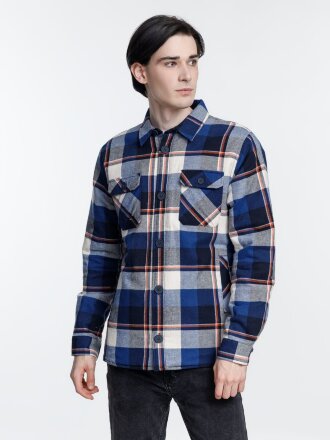 Куртка-рубашка оверсайз унисекс Noah, синяя Куртка-рубашка оверсайз унисекс Noah, синяя