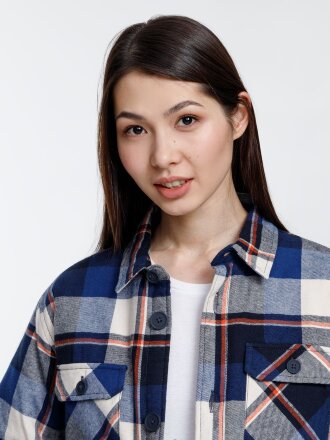 Куртка-рубашка оверсайз унисекс Noah, синяя Куртка-рубашка оверсайз унисекс Noah, синяя