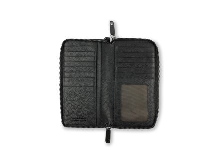 Кошелёк женский BUGATTI Elsa, с защитой данных RFID, чёрный, воловья кожа/полиэстер, 19х3х10,5 см Кошелёк женский BUGATTI Elsa, с защитой данных RFID, чёрный, воловья кожа/полиэстер, 19х3х10,5 см