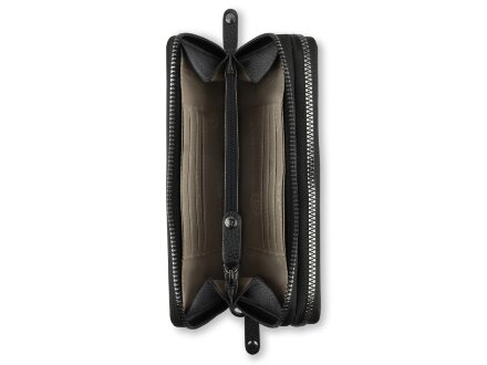 Кошелёк женский BUGATTI Elsa, с защитой данных RFID, чёрный, воловья кожа/полиэстер, 19х3х10,5 см Кошелёк женский BUGATTI Elsa, с защитой данных RFID, чёрный, воловья кожа/полиэстер, 19х3х10,5 см