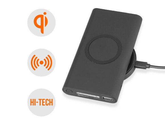 Портативный набор с беспроводным зарядным устройством (power bank) Force, 8000 mAh с нанесением логотипа
