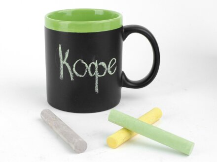 Кружка с покрытием для рисования мелом Да Винчи, черный/зеленый Кружка с покрытием для рисования мелом Да Винчи, черный/зеленый