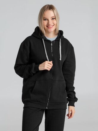 Толстовка на молнии с капюшоном Unit Siverga Heavy, черная Толстовка на молнии с капюшоном Unit Siverga Heavy, черная