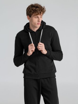 Толстовка на молнии с капюшоном Unit Siverga Heavy, черная Толстовка на молнии с капюшоном Unit Siverga Heavy, черная