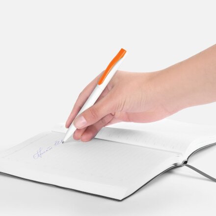 Ручка шариковая Pin, белая с оранжевым Ручка шариковая Pin, белая с оранжевым