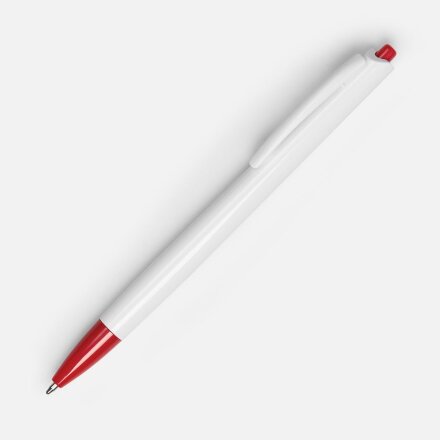 Ручка шариковая Tick, белая с красным Ручка шариковая Tick, белая с красным