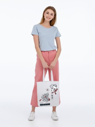 Холщовая сумка с термонаклейками «Кодекс самурая», молочно-белая Холщовая сумка с термонаклейками «Кодекс самурая», молочно-белая