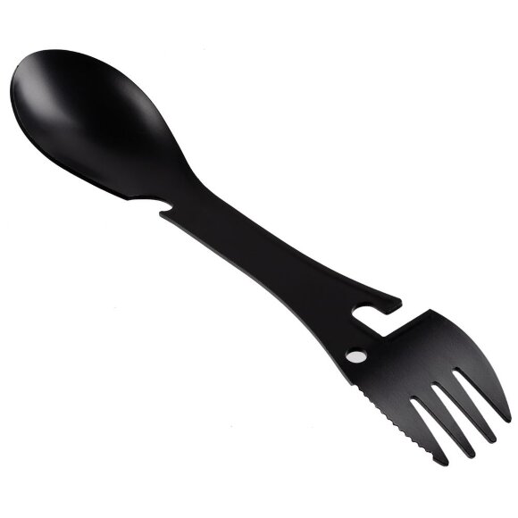 Походный столовый прибор Full Spoon, черный с нанесением логотипа