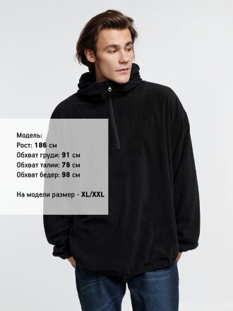 Анорак флисовый унисекс Fliska, черный Анорак флисовый унисекс Fliska, черный