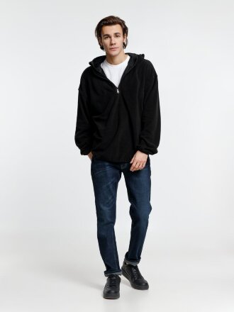 Анорак флисовый унисекс Fliska, черный Анорак флисовый унисекс Fliska, черный