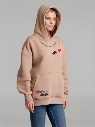 Худи оверсайз с термонаклейками Lucky Strike, бежевое Худи оверсайз с термонаклейками Lucky Strike, бежевое