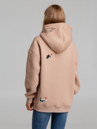 Худи оверсайз с термонаклейками Lucky Strike, бежевое Худи оверсайз с термонаклейками Lucky Strike, бежевое