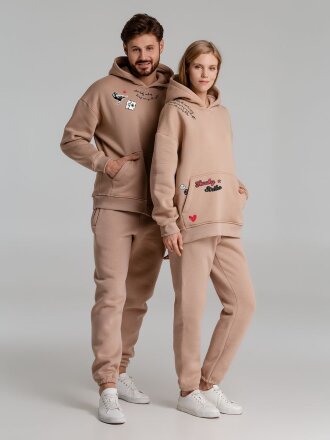 Худи оверсайз с термонаклейками Lucky Strike, бежевое Худи оверсайз с термонаклейками Lucky Strike, бежевое