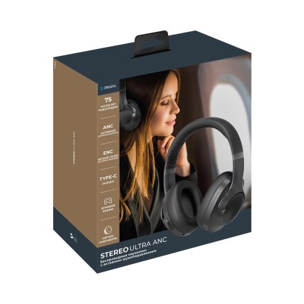 Беспроводные накладные наушники Stereo Ultra ANC, BT 5.4, ANC/ENC, 500мАч, черный, Deppa Беспроводные накладные наушники Stereo Ultra ANC, BT 5.4, ANC/ENC, 500мАч, черный, Deppa