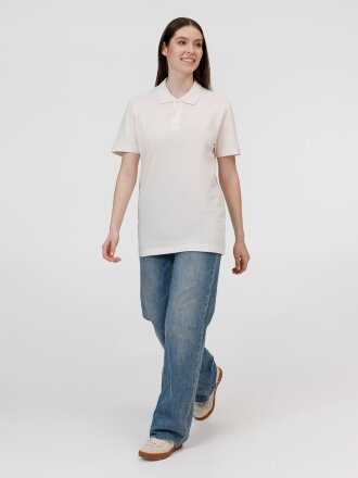 Рубашка поло унисекс Pulse, молочно-белая Рубашка поло унисекс Pulse, молочно-белая