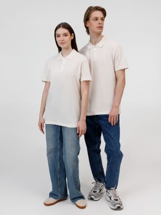 Рубашка поло унисекс Pulse, молочно-белая Рубашка поло унисекс Pulse, молочно-белая