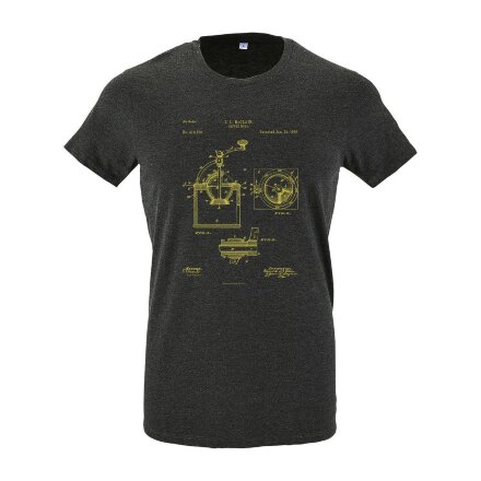 Футболка приталенная Old Patents. Coffee Mill, черный меланж Футболка приталенная Old Patents. Coffee Mill, черный меланж