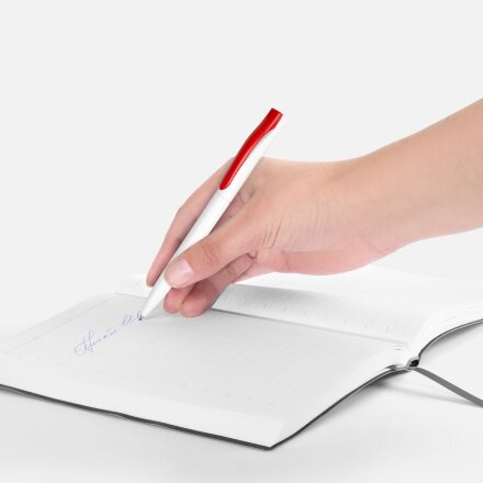 Ручка шариковая Pin, белая с красным Ручка шариковая Pin, белая с красным