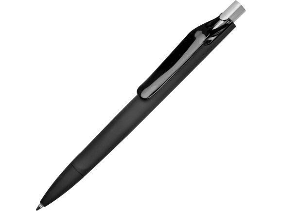 Ручка пластиковая шариковая Prodir ds6prr-Z75 софт-тач, черный с серебристой кнопкой с нанесением логотипа