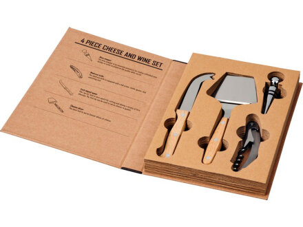 Подарочный набор для вина и сыра Reze из 4 предметов, натуральный Подарочный набор для вина и сыра Reze из 4 предметов, натуральный