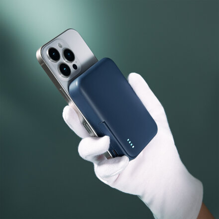 Внешний аккумулятор Union PD 10000mAh с функцией беспроводной зарядки 15W, синий