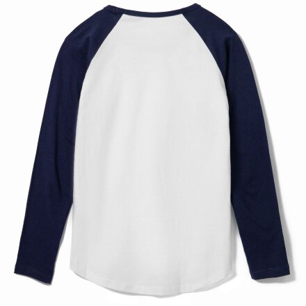 Футболка женская с длинным рукавом Milky Lsl, белая с темно-синим Футболка женская с длинным рукавом Milky Lsl, белая с темно-синим