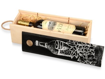 Пенал на 1 бутылку с грифельной крышкой, натуральный Пенал на 1 бутылку с грифельной крышкой, натуральный