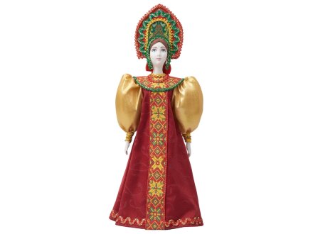 Подарочный набор: кукла фарфоровая, мед, красный