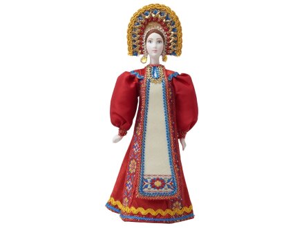 Подарочный набор: кукла фарфоровая, мед, красный