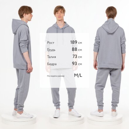 Худи унисекс H2, серое Худи унисекс H2, серое