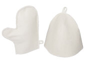 Банный набор из шапки и рукавицы Renew, белый Банный набор из шапки и рукавицы Renew, белый