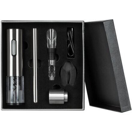 Винный набор Wine Diesel, серебристый Винный набор Wine Diesel, серебристый