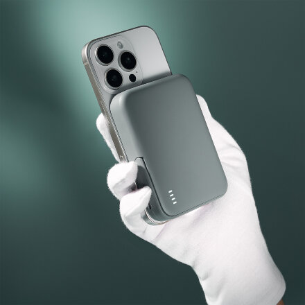 Внешний аккумулятор Union PD 10000mAh с функцией беспроводной зарядки 15W, серый