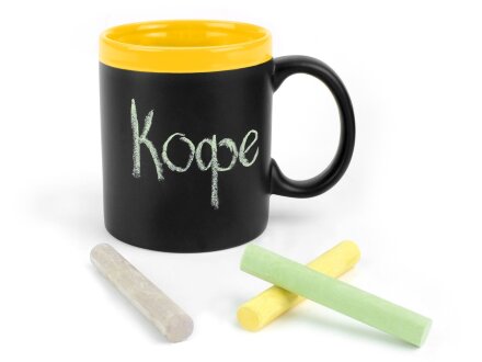 Кружка с покрытием для рисования мелом Да Винчи, черный/желтый Кружка с покрытием для рисования мелом Да Винчи, черный/желтый