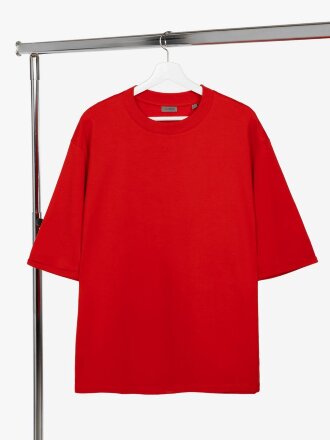 Футболка оверсайз унисекс Kosmos 2.0, красная Футболка оверсайз унисекс Kosmos 2.0, красная