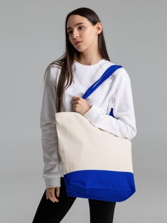 Сумка для покупок на молнии Shopaholic Zip, неокрашенная с синим Сумка для покупок на молнии Shopaholic Zip, неокрашенная с синим