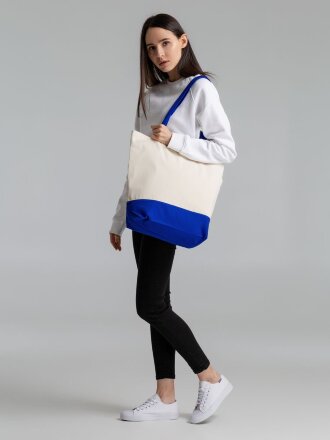 Сумка для покупок на молнии Shopaholic Zip, неокрашенная с синим Сумка для покупок на молнии Shopaholic Zip, неокрашенная с синим