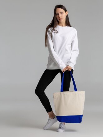 Сумка для покупок на молнии Shopaholic Zip, неокрашенная с синим Сумка для покупок на молнии Shopaholic Zip, неокрашенная с синим