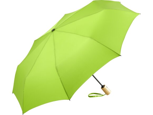 Зонт складной 5429 ÖkoBrella из бамбука, полуавтомат, лайм с нанесением логотипа