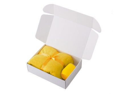 Подарочный набор Dreamy hygge 2.0 с пледом и термокружкой, желтый