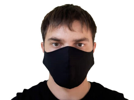 Маска для лица многоразовая из хлопка, анатомической формы, черный Маска для лица многоразовая из хлопка, анатомической формы, черный