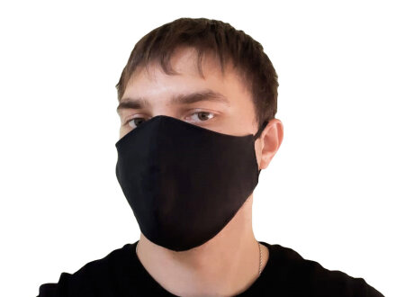 Маска для лица многоразовая из хлопка, анатомической формы, черный Маска для лица многоразовая из хлопка, анатомической формы, черный