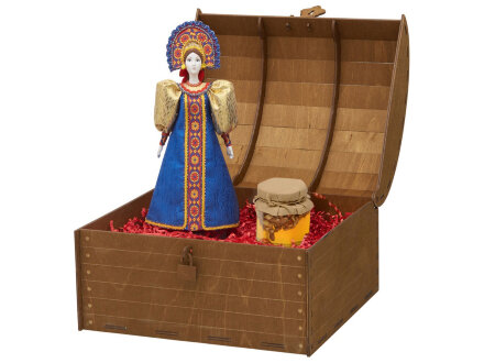 Подарочный набор: кукла фарфоровая, мед, синий Подарочный набор: кукла фарфоровая, мед, синий