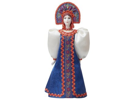 Подарочный набор: кукла фарфоровая, мед, синий Подарочный набор: кукла фарфоровая, мед, синий