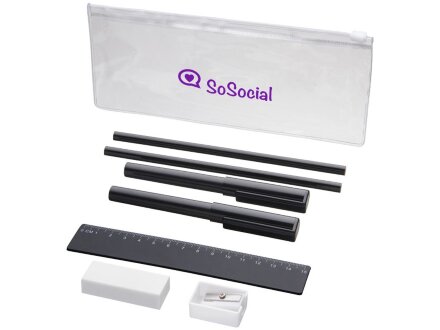 Набор Mindy: ручки шариковые, карандаши, линейка, точилка, ластик, черный Набор Mindy: ручки шариковые, карандаши, линейка, точилка, ластик, черный