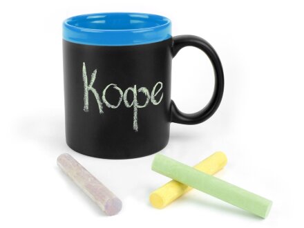 Кружка с покрытием для рисования мелом Да Винчи, черный/голубой Кружка с покрытием для рисования мелом Да Винчи, черный/голубой