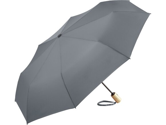 Зонт складной 5429 ÖkoBrella из бамбука, полуавтомат, серый с нанесением логотипа