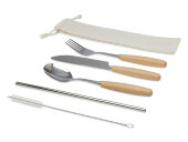 Набор столовых приборов из нержавеющей стали и бука Root из 5 предметов - Натуральный