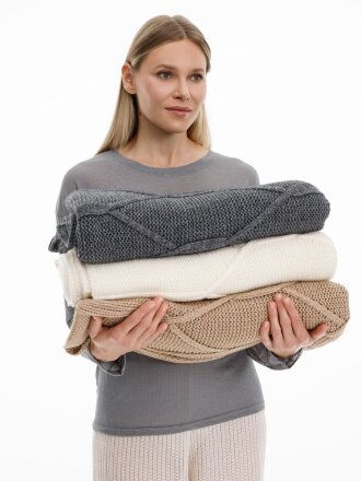 Плед Curve Verve, бежевый меланж