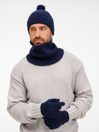 Шапка Catch Match с помпоном, темно-синяя Шапка Catch Match с помпоном, темно-синяя